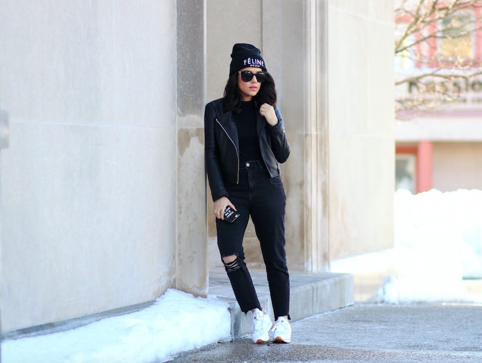 black and white sneakers outfit